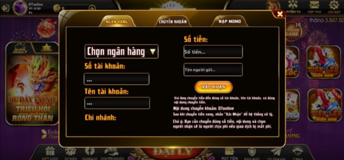 Giao dịch tại cổng game
