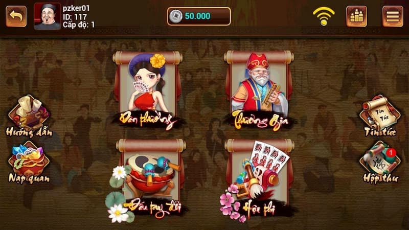 Giao diện cổng game Chắn Bá Vương
