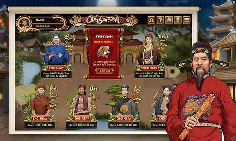 Giao diện đẹp mắt của cổng game Chắn Sân Đình